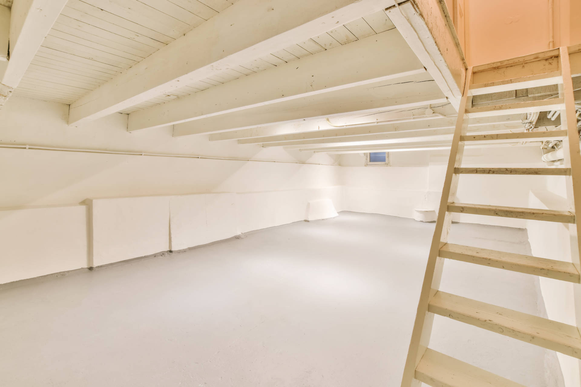 A clutter-free basement of a home